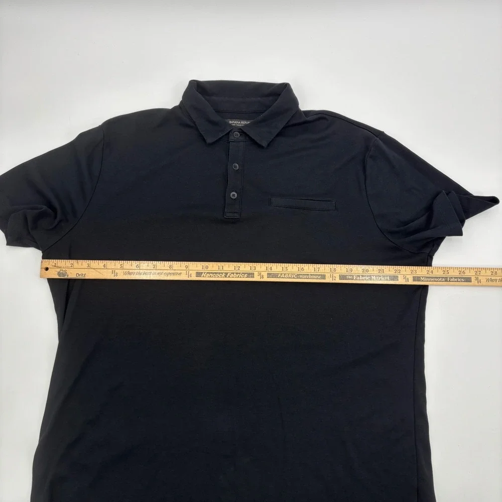 Banana Republic Luxury Touch Performance Polo Shirt Mens XL Tall‎ Black Pocket